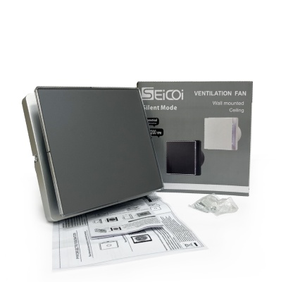 Накладной вентилятор Seicoi 100 Silver Grey Glass SNAD04-01