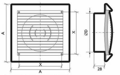 Вентиляционная решетка прям-к сферическая ЭРА 1515РC10Ф