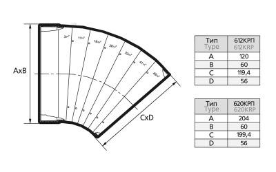 Отвод разноугловой (пластиковый) ЭРА 612КРП (120х60 мм) Отвод разноугловой (пластиковый) ЭРА 612КРП (120х60 мм)