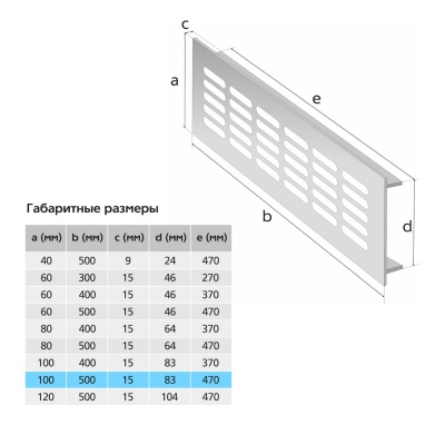 Вентиляционная решетка Благовест серебро (500x100 мм) (2шт.)